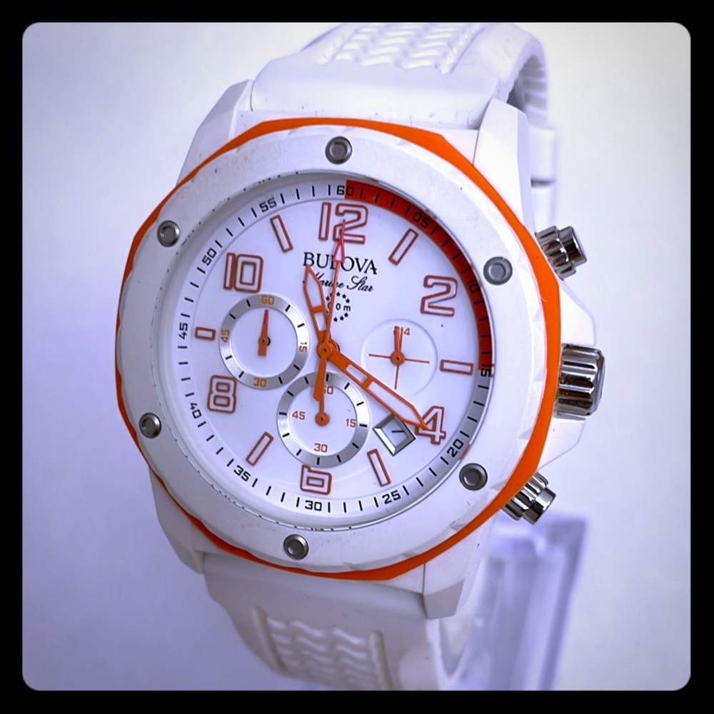 Bulova Marine Star White Silicon Mens Watch